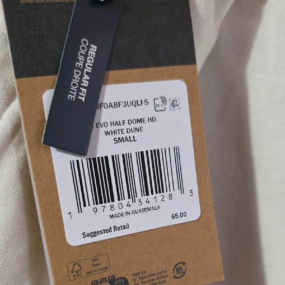 The North Face Mens Evo Half Dome HD Hoodie White Dune NF0A8F3UQLI Small‎ NWT - Picture 3 of 3